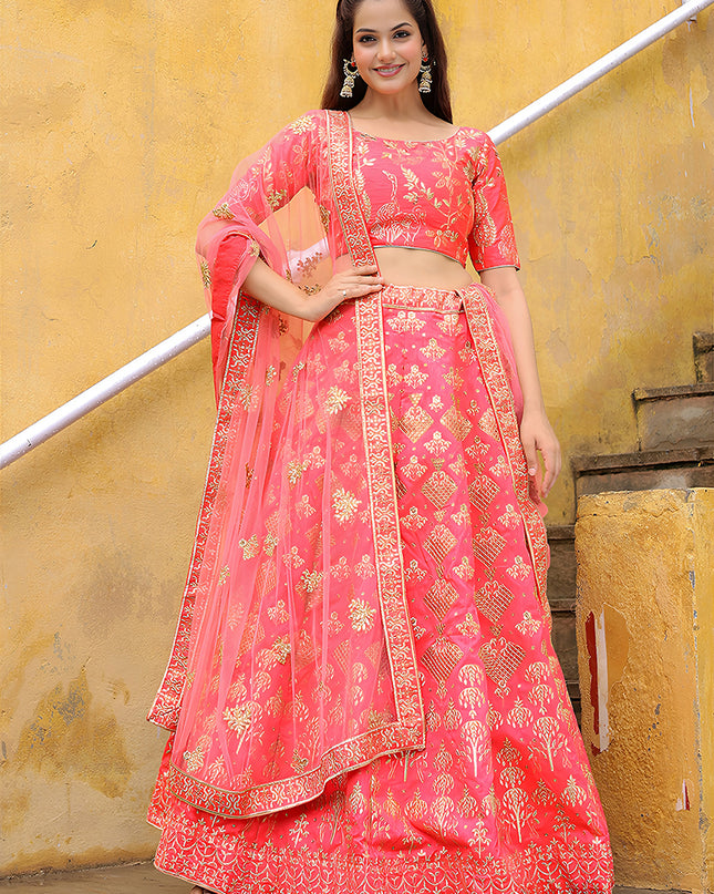 Stunning Peach Heavy Lehenga Choli Set for Festival