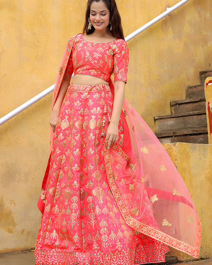 Stunning Peach Heavy Lehenga Choli Set for Festival