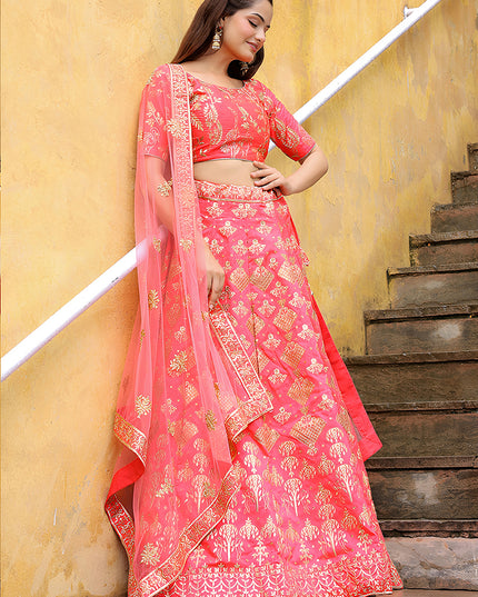 Stunning Peach Heavy Lehenga Choli Set for Festival