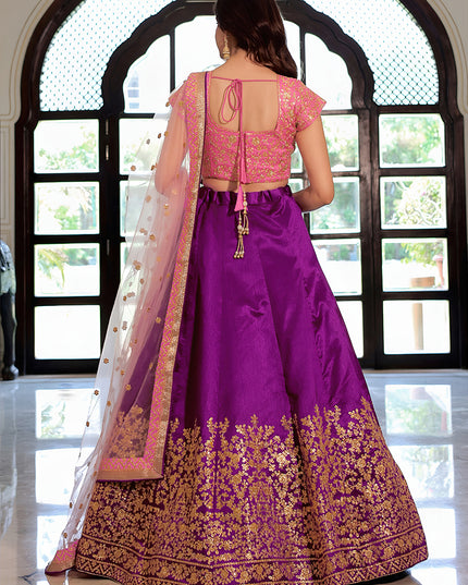 Outstanding Purple Embroidered & Heavy Sequins Lehenga Choli Set