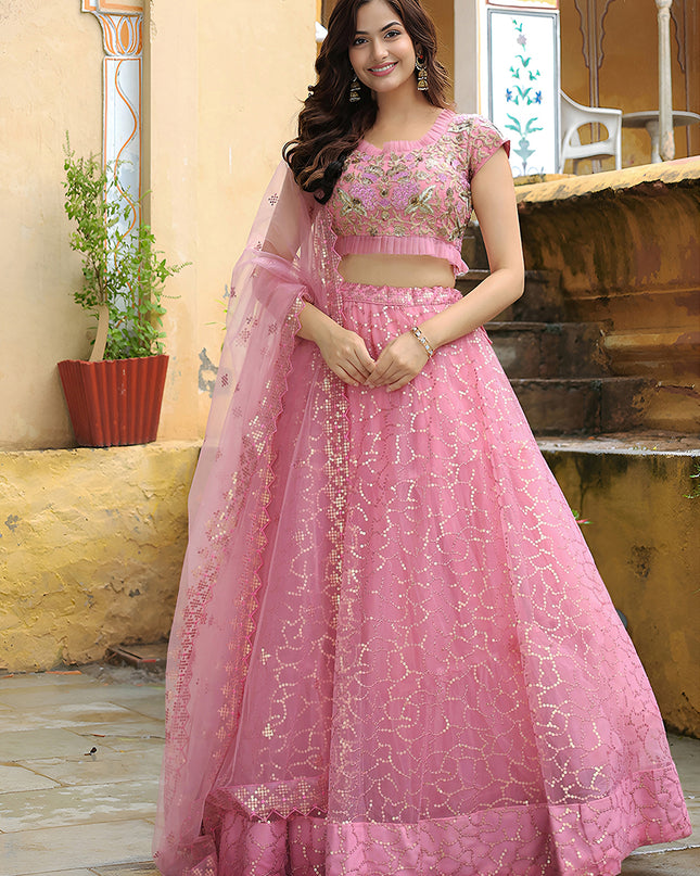 Wonderful Pink Heavy Lehenga Choli Set for Festival