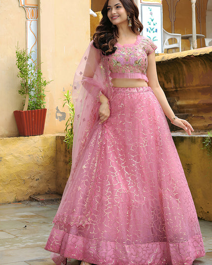 Wonderful Pink Heavy Lehenga Choli Set for Festival