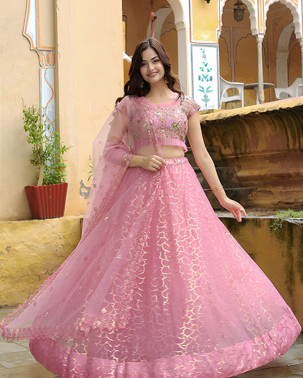 Wonderful Pink Heavy Lehenga Choli Set for Festival