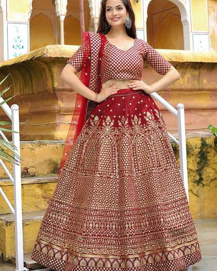 Gorgeous Maroon Heavy Lehenga Choli Set for Festival