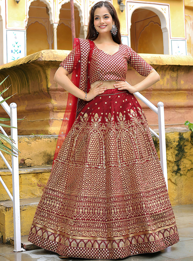 Gorgeous Maroon Heavy Lehenga Choli Set for Festival