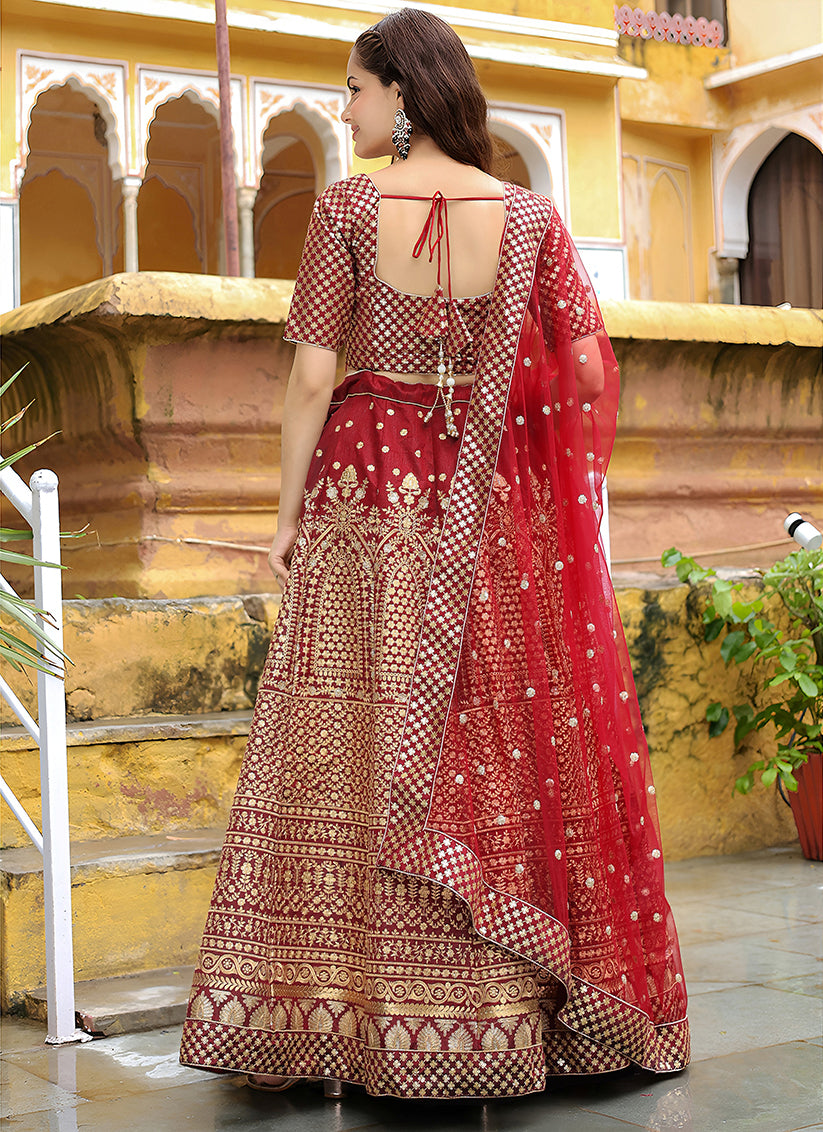 Gorgeous Maroon Heavy Lehenga Choli Set for Festival
