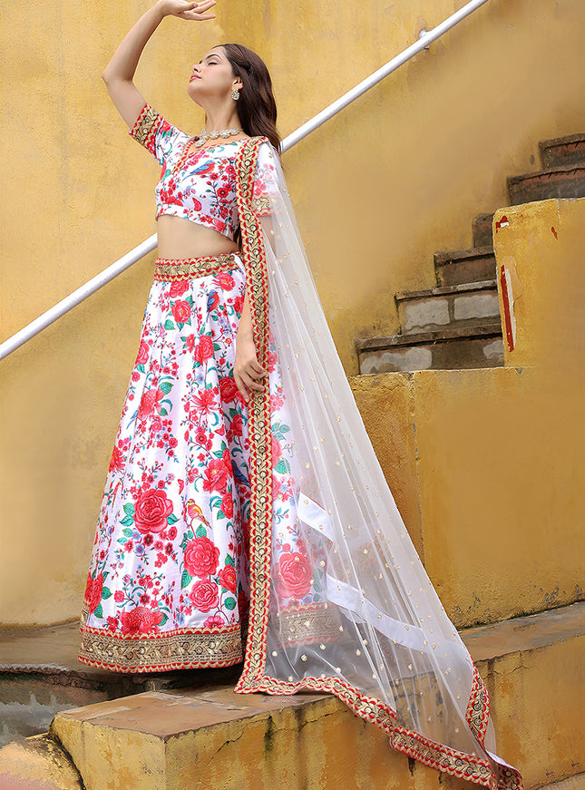 Astonishing White Heavy Lehenga Choli Set for Festival