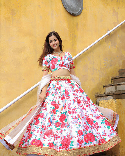 Astonishing White Heavy Lehenga Choli Set for Festival