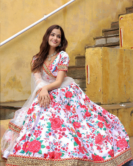 Astonishing White Heavy Lehenga Choli Set for Festival