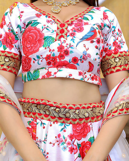Astonishing White Heavy Lehenga Choli Set for Festival