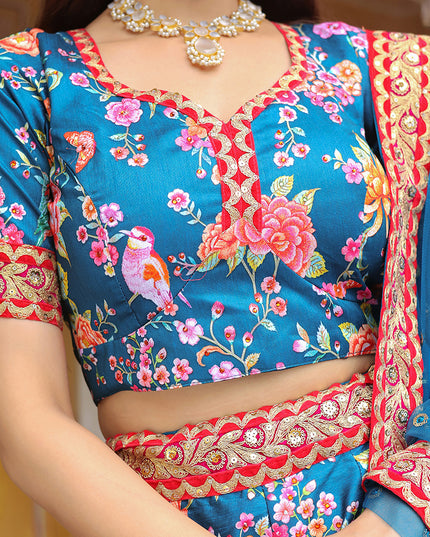Unique Teal Blue Heavy Lehenga Choli Set for Festival