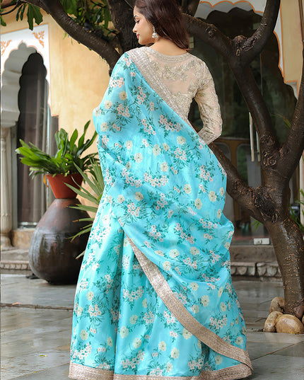 Incredible Sky Blue Heavy Lehenga Choli Set for Festival