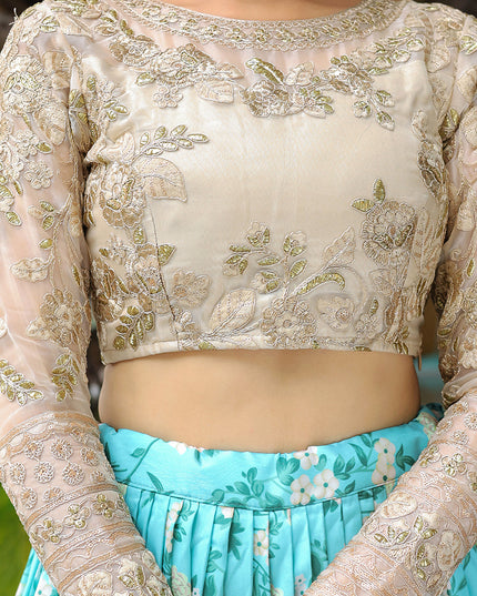 Incredible Sky Blue Heavy Lehenga Choli Set for Festival