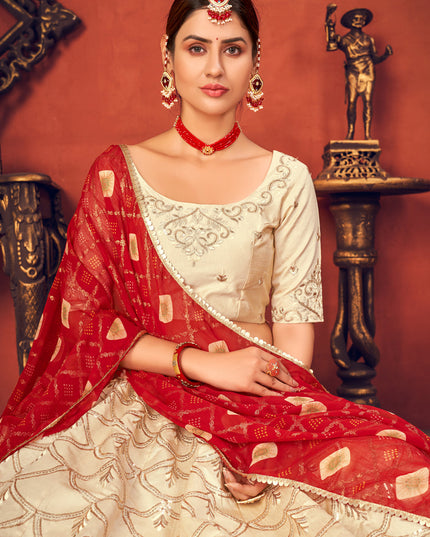 Graceful Ivory Art Silk Sequins Wedding Lehenga Choli