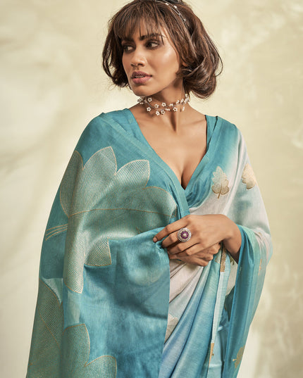 Firozi Handloom Cotton Silk Embellished Saree