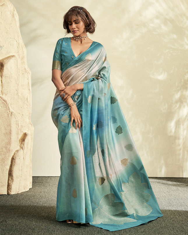 Firozi Handloom Cotton Silk Embellished Saree