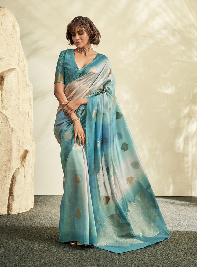 Firozi Handloom Cotton Silk Embellished Saree