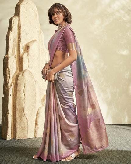Dusty Pink Handloom Cotton Silk Embellished Saree