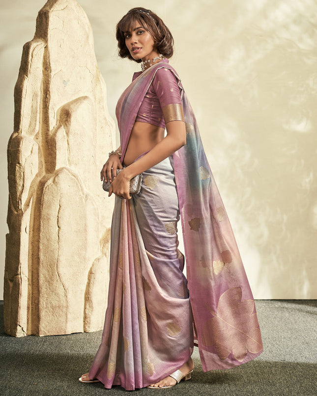 Dusty Pink Handloom Cotton Silk Embellished Saree
