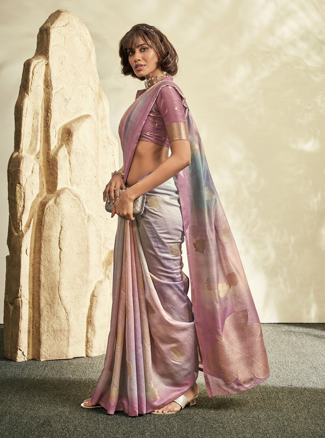 Dusty Pink Handloom Cotton Silk Embellished Saree