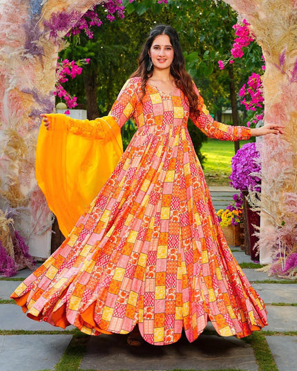 Multicolor Heavy Digital Printed Gown