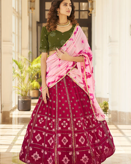 Trendsetting Raspberry Pink Georgette Embroidered Designer Lehenga Choli