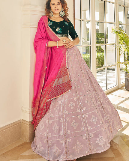 Fabulous Dusty Pink Georgette Embroidered Designer Lehenga Choli