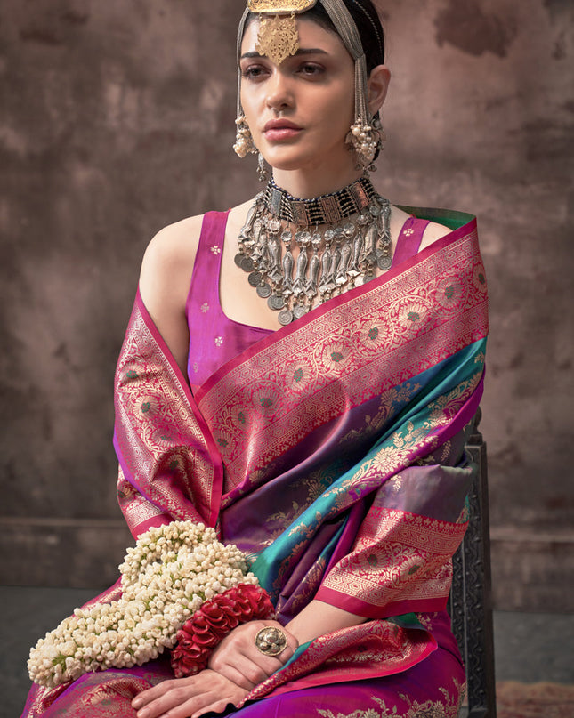 Multicolor Silk Handloom Weaving Saree