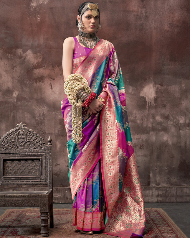 Multicolor Silk Handloom Weaving Saree