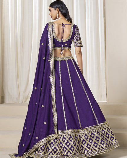 Unique Purple Art Silk Lehenga Choli Set for Wedding