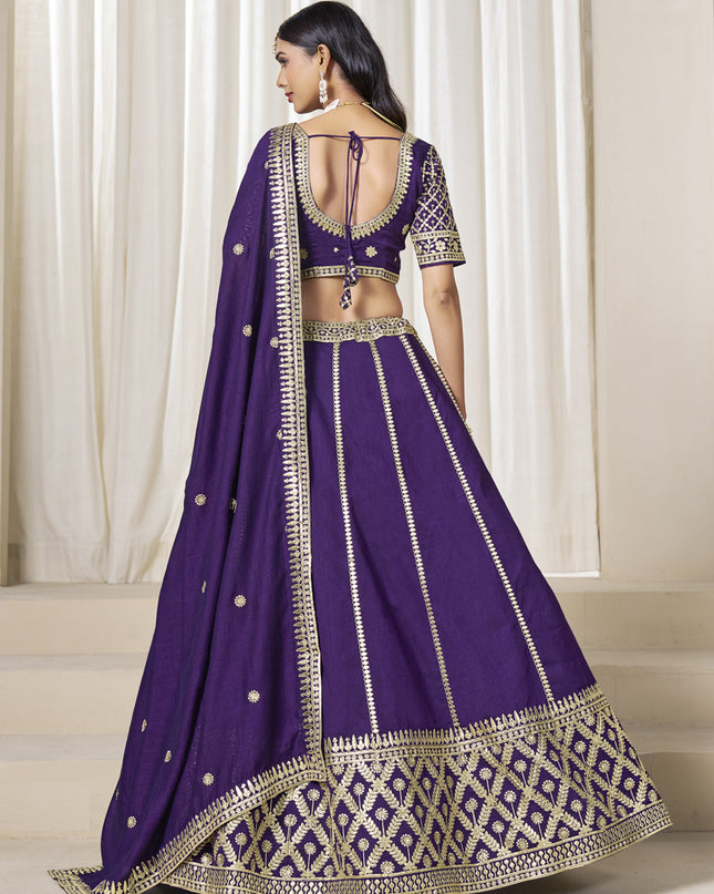 Unique Purple Art Silk Lehenga Choli Set for Wedding