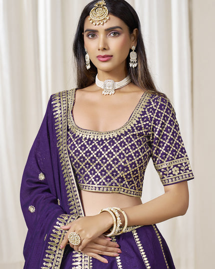 Unique Purple Art Silk Lehenga Choli Set for Wedding