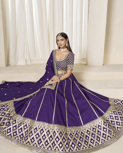 Unique Purple Art Silk Lehenga Choli Set for Wedding