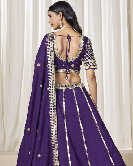 Unique Purple Art Silk Lehenga Choli Set for Wedding