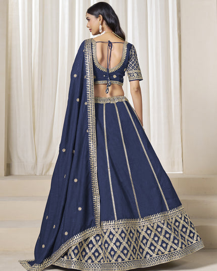 Incredible Prussian Blue Art Silk Lehenga Choli Set for Wedding