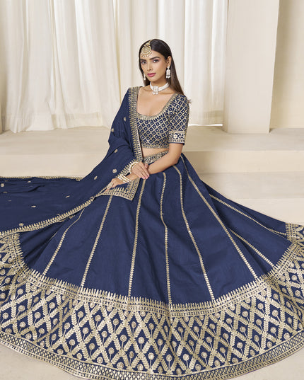 Incredible Prussian Blue Art Silk Lehenga Choli Set for Wedding