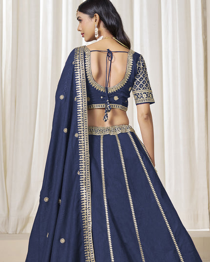 Incredible Prussian Blue Art Silk Lehenga Choli Set for Wedding