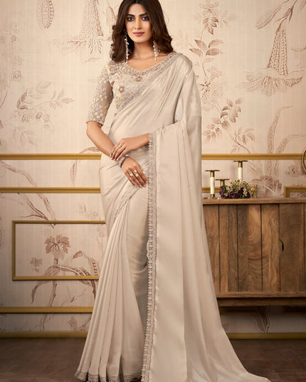 Bisque Cream Heavy Designer Saree