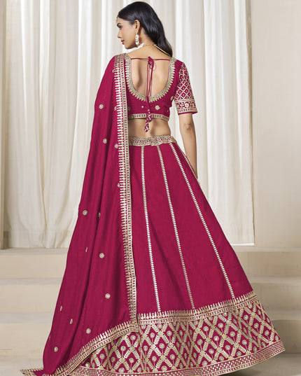Spectacular Raspberry Pink Art Silk Lehenga Choli Set for Wedding