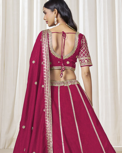 Spectacular Raspberry Pink Art Silk Lehenga Choli Set for Wedding