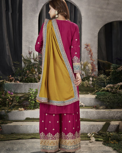 Teal Blue Premium Chinnon Embroidered Pakistani Palazzo Suit