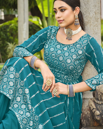 Morpich Georgette Sequins Embroidered Palazzo Kameez