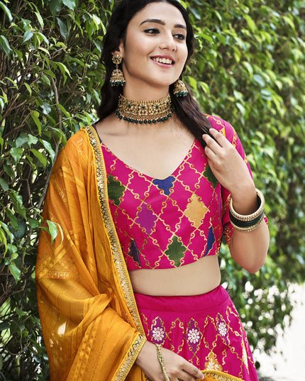 Wonderful Rani Pink Silk Embroidered Designer Lehenga Choli