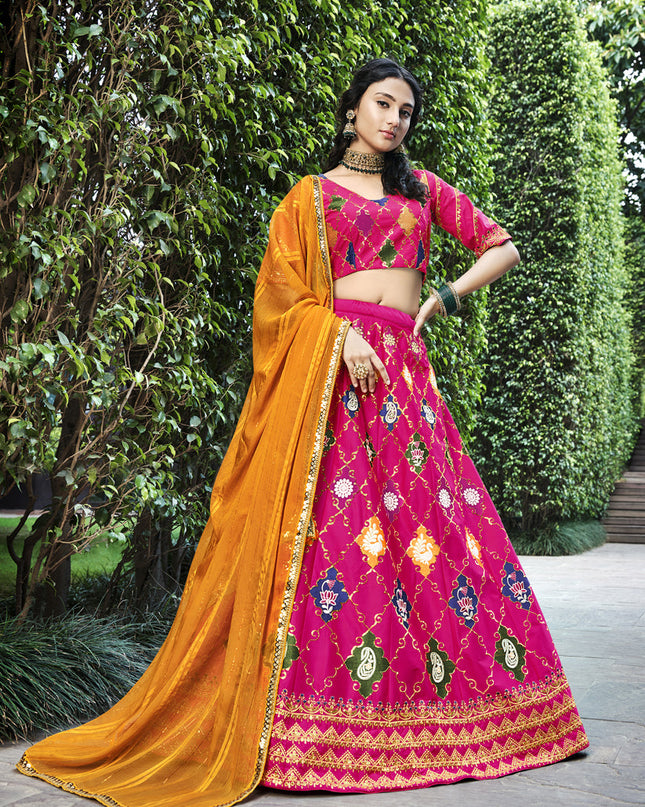 Wonderful Rani Pink Silk Embroidered Designer Lehenga Choli
