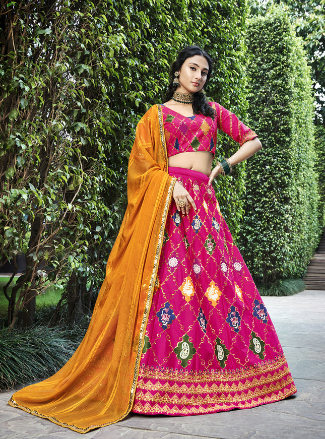 Wonderful Rani Pink Silk Embroidered Designer Lehenga Choli