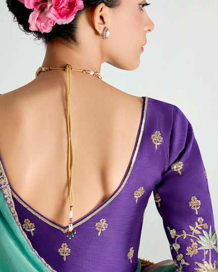 Elegant Multicolor Organza Tissue Embroidered Designer Wedding Saree