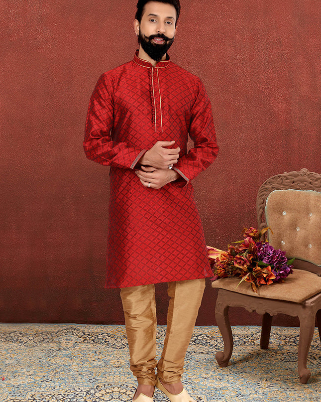 Outstanding Rust Red Blackberry Mens Kurta Set