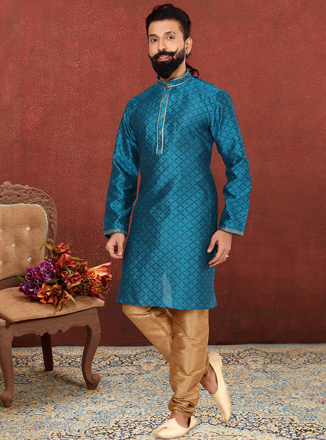 Mesmerizing Morpich Blackberry Mens Kurta Set