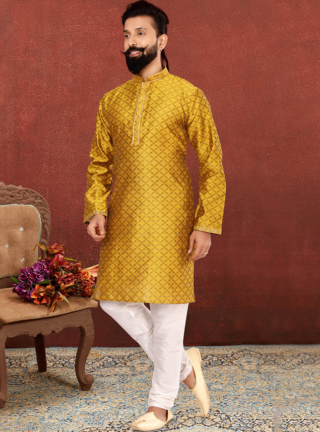 Delicate Mustard Blackberry Mens Kurta Set
