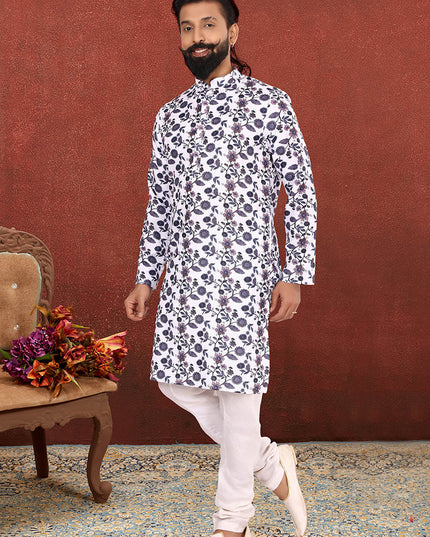 Opulent White Cotton Mens Kurta Set